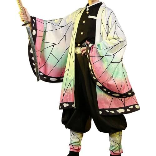 Anime Demon Slayer Kimetsu no Yaiba Kimono Kochou Shinobu Cosplay Costume Iguro Obanai Coat Shirt Pants Uniform Girl Clothes