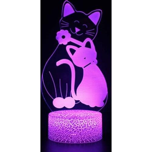 Best Gifts Cat Series 3D Stereo Vision Lamp Acrylic 7 Colors Changing USB Bedroom Bedside Night Light Desk Lamp