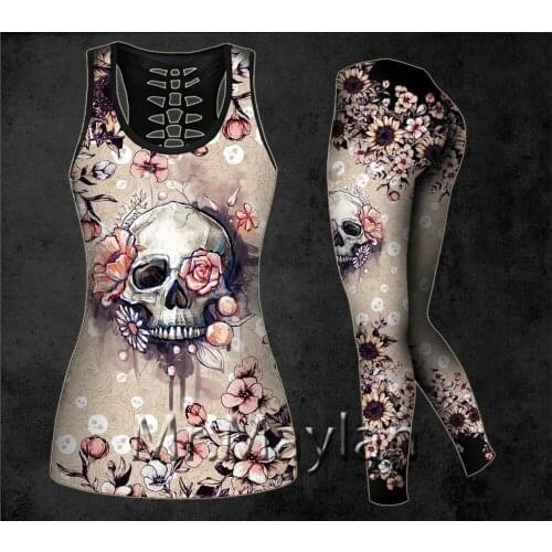 3D Digital Printed Skull Flowers Hollow Tanktop Women Sexy Vest Girls Fashion Tank tops Clothes ropa mujer Oversized Drop ship