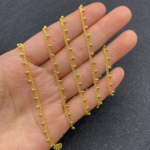 Metal Handmade Chain Small Round Beads Ball Chain Spacer Beads Handmade Necklace Accessories DIY Fashion Jewelry Crafts Making