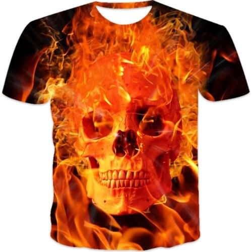 Summer new best-selling O-neck mens T-shirt oversized loose mens T-shirt short sleeve mixed flame pattern printing