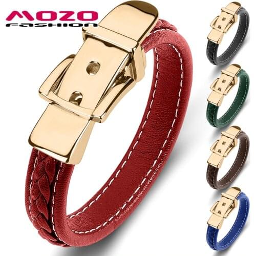 MOZO FASHION 2021 Classic Genuine Leather Belt Buckle Bracelet For Men Hand Charm Jewelry Braided Handmade Wholesale Price 170