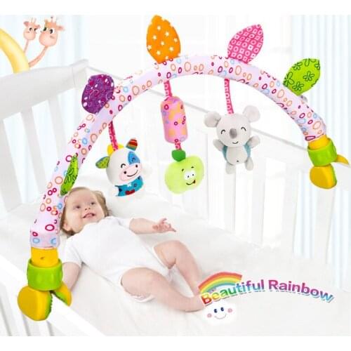Baby Musical Mobile Toy for Bed Crib Stroller Plush Doll Rattles Toy Kid 0-12 Month Newborn Educational Toys Stroller Accessory