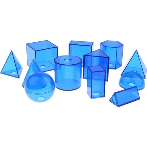 Pack of 12Pcs Plastic Geometric Solids - 3D Geometry Exploring Volume Shape Visual Aids Mathematics Math Educational Student Toy