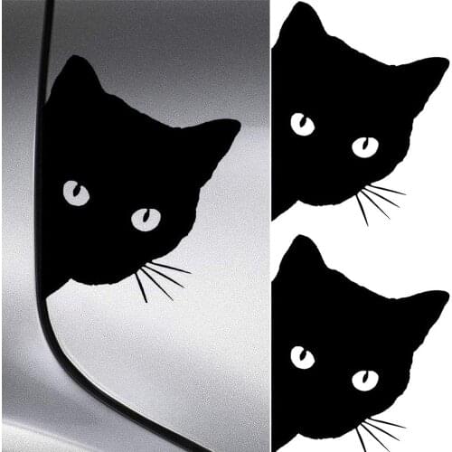 Car Black Cat Peeking Stickers Funny Vinyl Decal Car Sticker Decoration Decals 15*12cm 1/2pcs