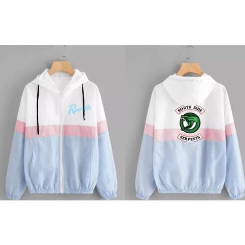 NEW Harajuku Fashion Patchwork Coats Riverdale Hoodies Sweatshirt Women/Men Hip Hop Fans Riverdale Zipper Hoodies HIP HOP Tops