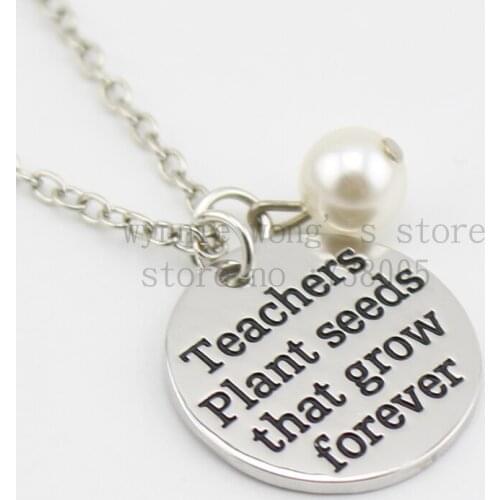 2015 new arrive Teachers Necklace Teacher Appreciation Gifts"Teachers plant seeds that grow forever" Necklace Christmas Gift