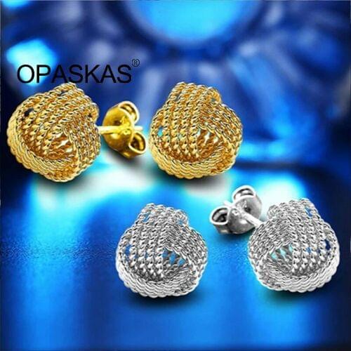 Solid Fashion Jewelry Mesh Ball Stud Earrings Knot Earrings Jewelry Gift for Women Girl PT