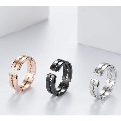 Punk Shaving Blade Ring for Men Hot Selling Stainless Steel Ring Rose Gold/Black/Silver Color Gift Jewelry Ring