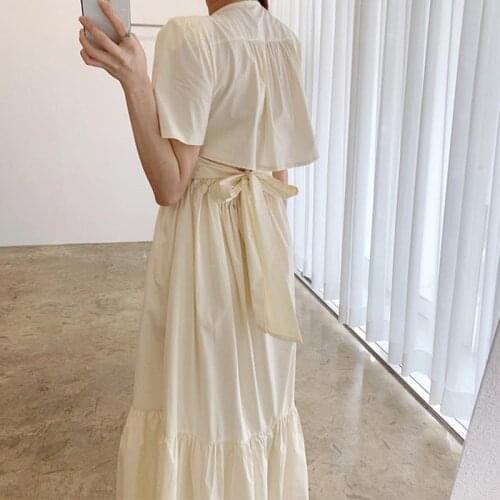 Summer Retro Solid Dress Women Elegant Designer Korean One-piece Dress Female Patchwrk French High Street Casual Dress 2021 New