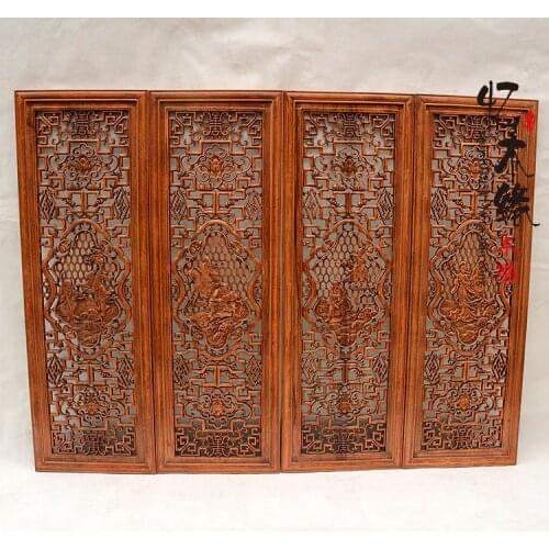 Classical Chinese style living room wall carving Pendant camphor wood carving The Eight Immortals Crossing the Sea four screen b