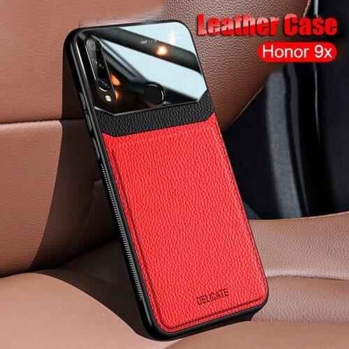 Shockproof Case for Honor 9X Global 9X Pro 8X 10i Leather Mirror Glass Phone Back Cover For Huawei P Smart Z P30 Lite