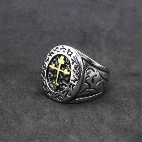 Rany&Roy Newest Golden Cross Ring 316L Stainless Steel Jewelry Fashion Popular Biker Ring