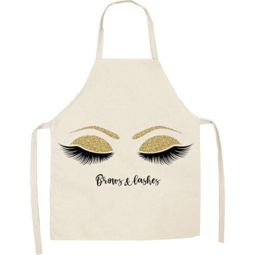Eye Lashes Printed Kitchen Apron Kids Men Women Chef Cooking Aprons Cotton Linen Waist Apron Cleaning Baking Accessories Kid