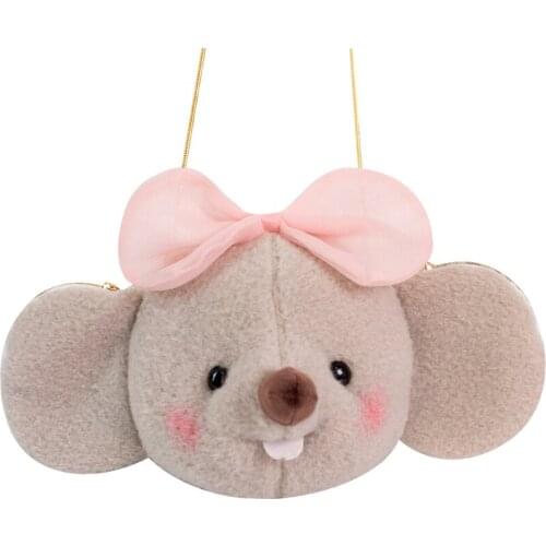 Cute Plush Mouse Backpack Shoulder Crossbody Bag 2 Colors Stuffed Hamster Toy Children Girls Coin Purse Gift Kids Toy