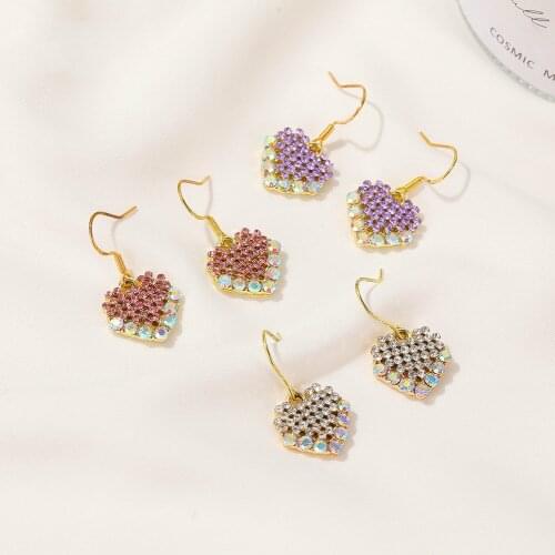 Girl Earrings 2020 Fashion New Temperament Personality Love Net Red Super Flash Crystal White Earrings Ladies