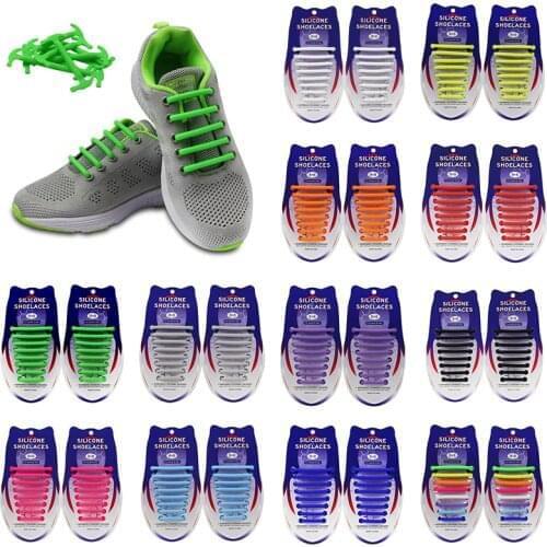 16PCS/Set Silicone Elastic Shoelaces Round Lazy Shoe Laces No Tie quick Easy Shoelace For Adult Kids Sneakers shoe Lace strings