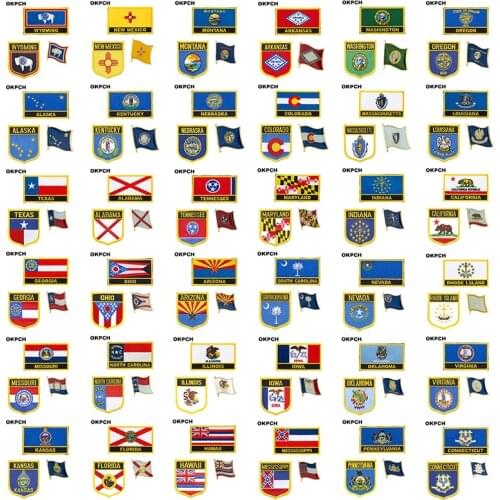 U.S.A Wyoming New Mexico Montana Washington Oregon Kentucky National Flag Embroidered Iron on Patches for Clothing Metal badges