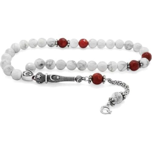 Tesbihane 925 Sterling Silver the Moon the stars Tassels Fasetalı Sphere Cut Havlit Ceramic Rosary