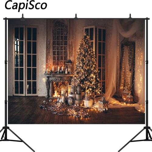 Capisco photography backdrops christmas tree luxury living room interior shiny decoration photocall background for photo studio
