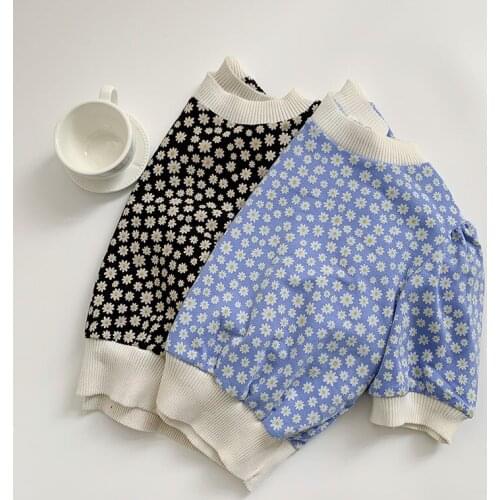 Knitted Short Sleeve 2021 Summer New Design Sense Minority Fashion Versatile Floral Short Top