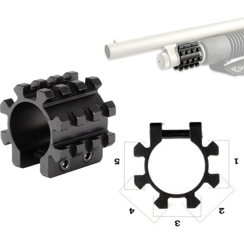 Universal 3 Picatinny Rails Per Side Fit 12 Gauge 5 Position Mossberg 500 Shotgun Quad 8-Rail Barrel Mount for Mag Tubes Hunting