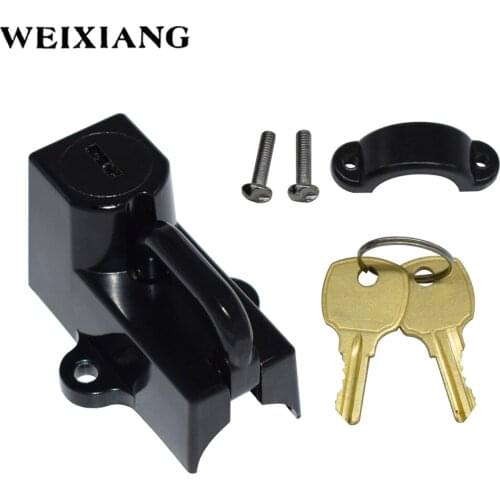 Universal 7/8" 22mm Handlebar Mount Metal Motorcycle Helmet Lock Chrome Black With 2 Keys