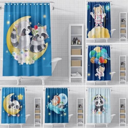 Cartoon Shower Curtains Cute Animal Themed Bathroom Curtain Fabric Waterproof Polyester Bathroom Curtain with Hooks