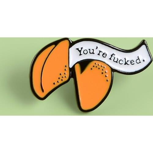 Fashion Fortune Cookie Brooches For Women Funny Dirty English Letters Cartoon Metal Enamel Alloy Lapel Bag Lucky Pins Badges