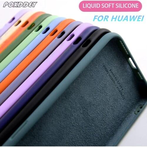 Liquid Silicone Case For Huawei P40 P30 P20 Honor 9X 8X 9 10 20 Lite 10i 20e 30i 30 Mate 40 30 Pro Solid Shockproof Cover