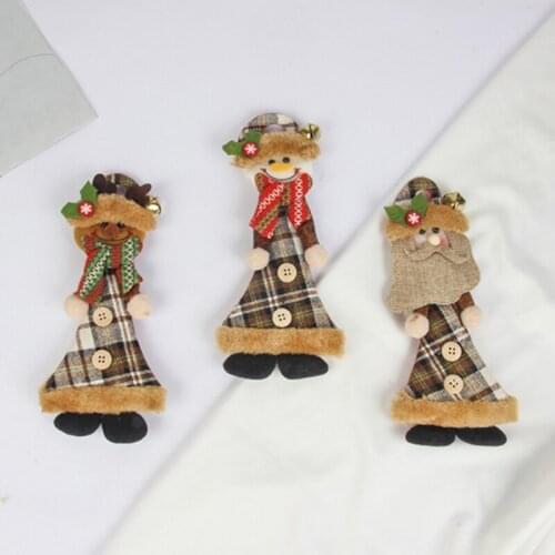 1 Pcs Khaki Christmas Tree Decorations Fabric Lattice Doll Pendant Christmas Products Cute Hot Sale New Style