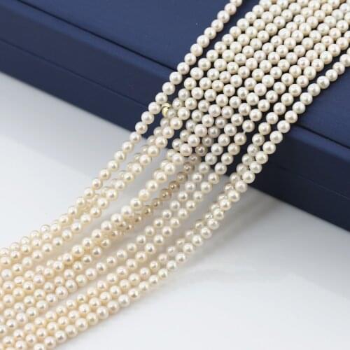 2 strands 3mm Natural AAA round white pearl strands loose beads 15.5"
