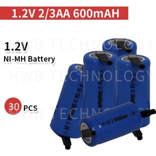 30pcs/lot AA Ni-Cd 1.2V 2/3AA 600mAH rechargeable battery NiCd charging Batteries - Blue Free Shipping