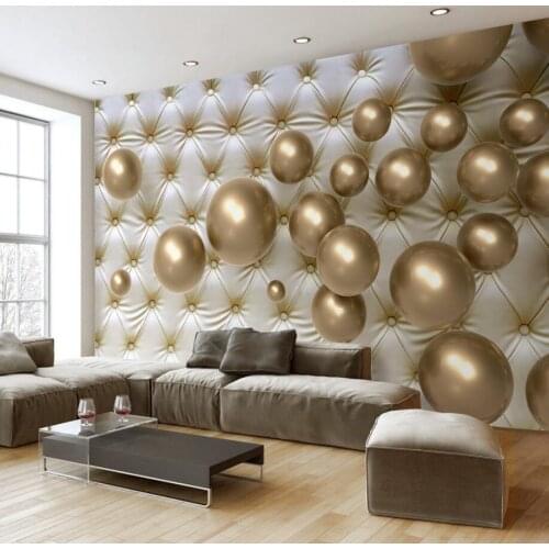 Beibehang Custom Wallpaper Fashion 3d Metal Spherical Soft Pack Modern TV Background Living Room Bedroom Mural 3d wallpaper