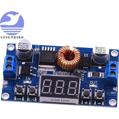 5pcs 5A 5-36V To 1.2V-32V Step Down Module DC-DC Adjustable Voltage Buck Converter Board 75W With Voltmeter Digit LED Display