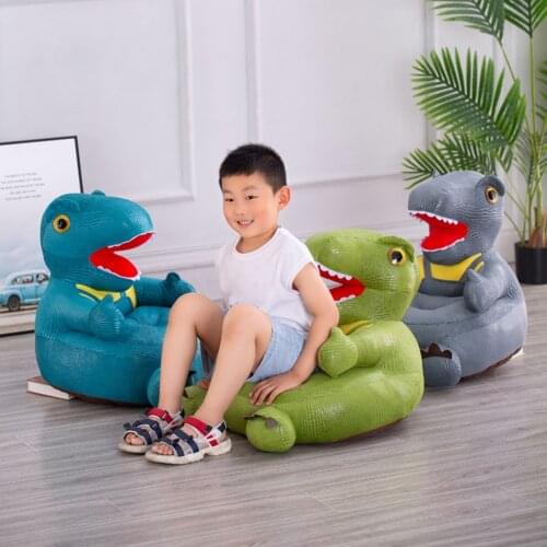 No Cotton Cartoon Dinosaur Baby Sofa Support Seat Cover Washable Toddler Learning to Sit Plush Chair Case without Filler#38