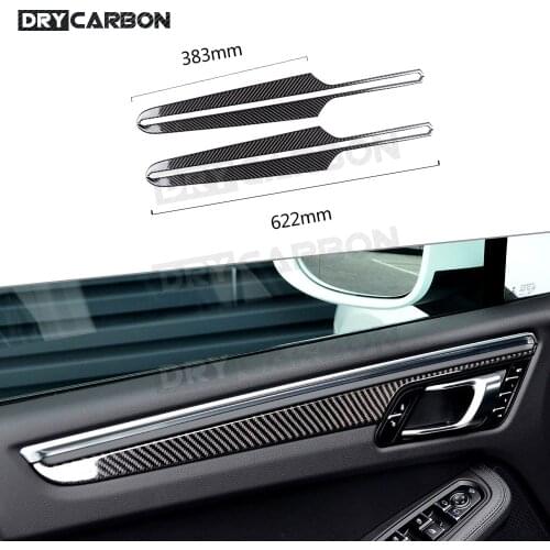 For Porsche Macan 2015-2018 Carbon Fiber Car Interior Door Panel Plate Trim Strips Cover Decorative Stickers Accessories