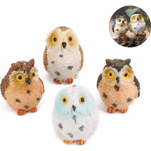1/2pcs Owls Animal Figurines Resin Miniatures Figurine Craft Bonsai Pots Home Fairy Garden Ornament Decoration Terrarium Decor