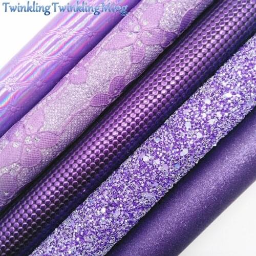 PURPLE Chunky Glitter Canvas Sheet, 8"x11" Lace Glitter Sheets, Faux Leather Sheet for Hair Bow & Earring Fabric XM043