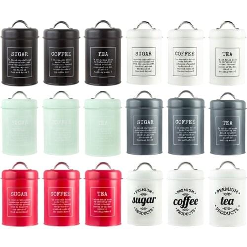 Rustic Farmhouse Airtight Kitchen Canister with Lid Metal Sugar Coffee Tea Storage Jar Caddy Container Food Organizer