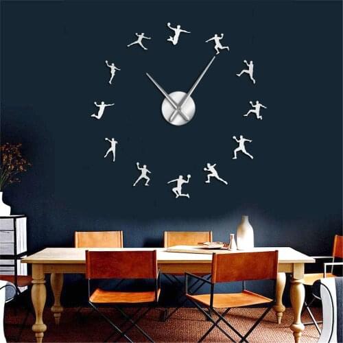 Basketball Player Giant Wall Clock Bedroom Wall Decor Mirror Effect DIY Wall Art Big Needles Time Clock Home Decoration