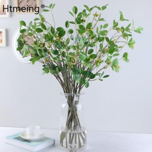 Htmeing 1pcs 30.3" Artificial Berries Green Eucalyptus Branches Fake Fruits for Home Craft Garden Decoration