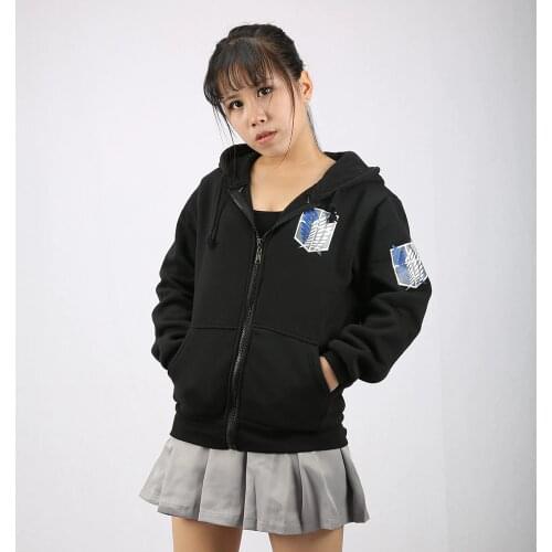 KIGUCOS Cosplay Costumes for Attack on Titan Anime Hoodie Scouting Legion Green and Black Jacket Women and Men Coat Uniform