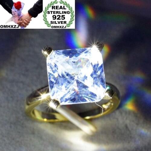 OMHXZJ Wholesale European Fashion Woman Man Party Wedding Gift AAA Zircon 925 Sterling Silver 18KT Rose Yellow Gold Ring RR375