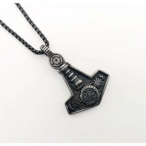 Mens cool Mechanic wheels pendant necklace Antique silver color stainless steel toothed gear necklace men fashion BLKN0794