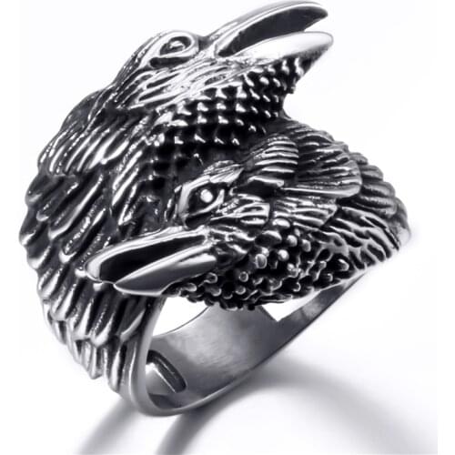 Elfasio Viking Crow Ring Nordic Men Stainless Steel Vintage Rings Us Size 8-13