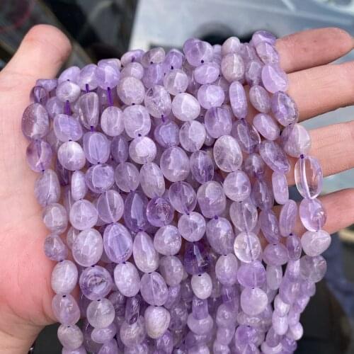 Natural Crystal Stone Loose Round Irregular Chip Nugget Beads Strand Light Purple Lavender Amethysts Stone Beads DIY Accessories