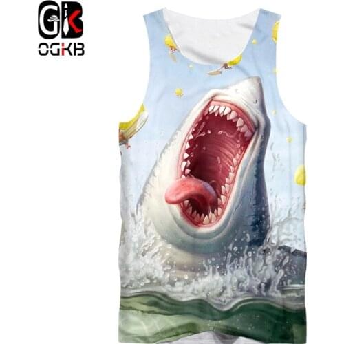 OGKB Fashion Men Shark Animal Tracksuit Funny 3D Printed Tank Top Men / Womens Dog Design Sleeveless Shirt 3D Harajuku Vest