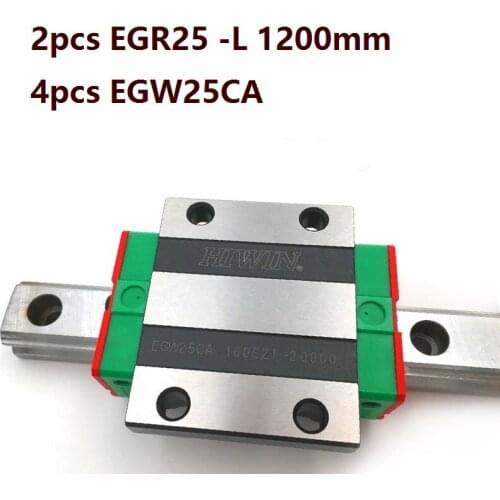 2pcs origial Hiwin rail EGR25 -L 1200mm linear guide + 4pcs EGW25CA flanged carriage blocks for CNC router