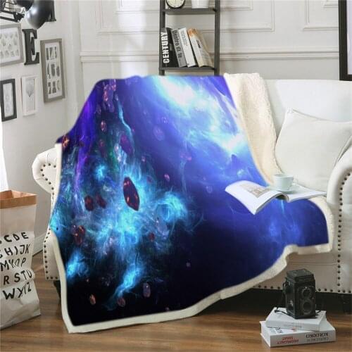 Starry Sky Colorful Space Universe Bed Cover Bedspread Coverlet Throws Fleece Lightweight Microbreathable Cozy Bedchamber